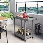 Chariot de service utilitaire à roulettes et étagères à rebords, Chariot de préparation d'extérieur à 2 étagères pour la maison, le bureau, le barbecue de terrasse, le barbecue de jardin, capacité de 227 kg