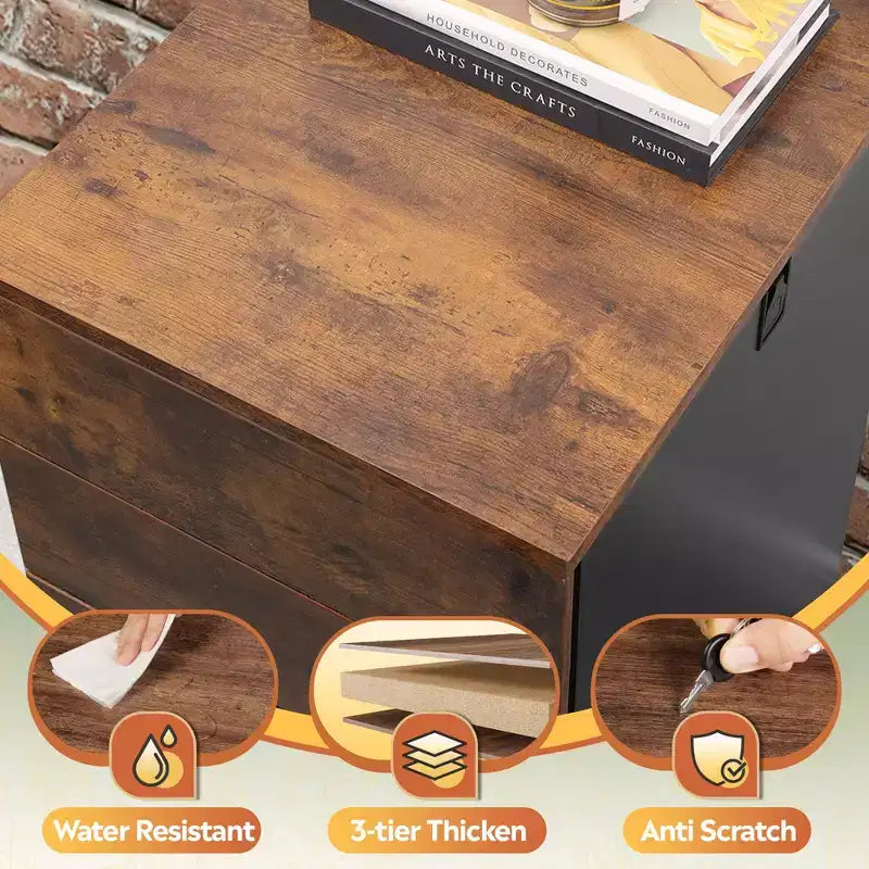 DEXYLLO Caisson de bureau roulant à 3 tiroirs avec serrure, meuble de rangement en bois sous le bureau pour la maison ou le bureau, convient aux documents de format Lettre/Légal/A4