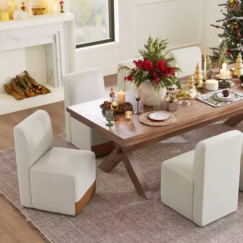 Chaises de salle à manger roulantes rembourrées Spruce&Spring avec roulettes, lot de 2