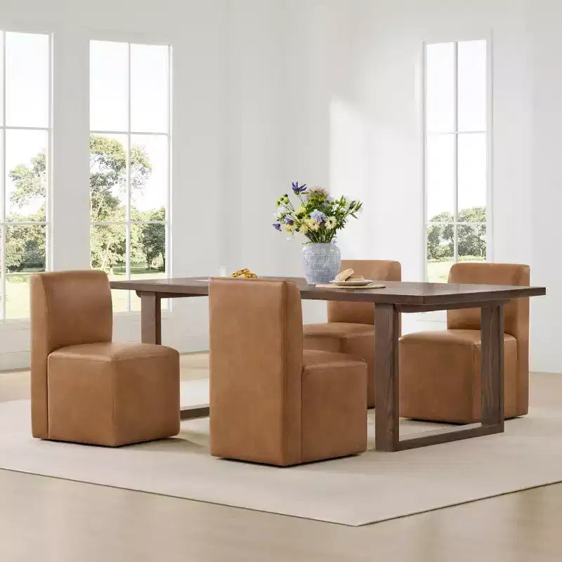 Chaises de salle à manger roulantes rembourrées Spruce&Spring avec roulettes, lot de 2