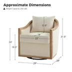 Fauteuil Gordon Farmhouse en rotin et bois massif avec bordure en bois massif|ART OF LIVING DESIGNS-IVORY