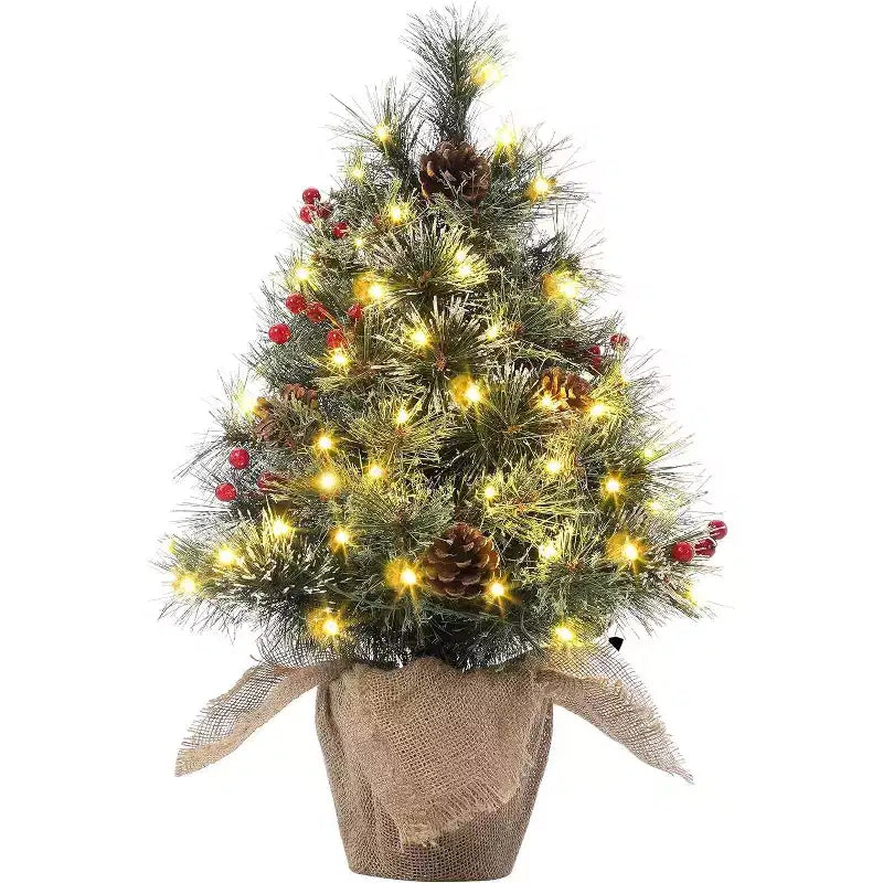 Sapin de table floqué Acekool 90 cm : ambiance saisonnière instantanée avec éclairage sans fil