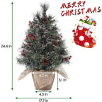 Sapin de table floqué Acekool 90 cm : ambiance saisonnière instantanée avec éclairage sans fil