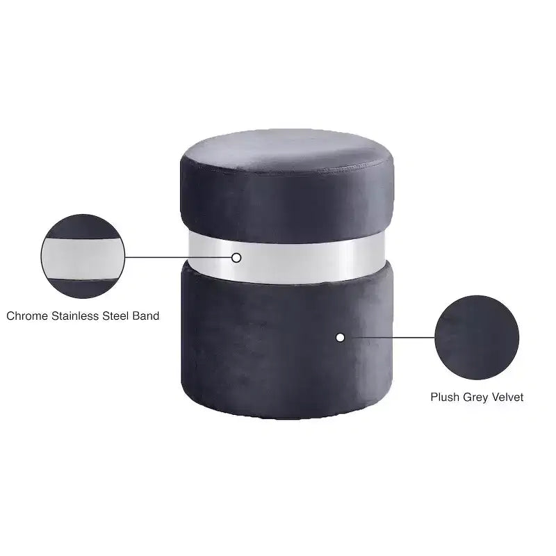 Meridian Furniture, Pouf/Tabouret en velours Hailey