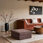 Meridian Furniture, Pouf modulaire rembourré en tissu chenille Stellar