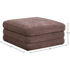 Meridian Furniture, Pouf modulaire rembourré en tissu chenille Stellar