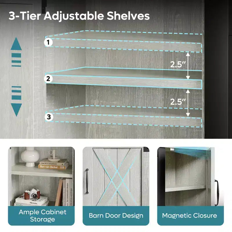 Bestier Meuble TV de cheminée rustique 63 po pour téléviseurs jusqu'à 70 po, centre de divertissement avec cheminée chauffante 23 po et armoire avec porte de grange