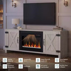 Bestier Meuble TV de cheminée rustique 63 po pour téléviseurs jusqu'à 70 po, centre de divertissement avec cheminée chauffante 23 po et armoire avec porte de grange