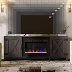 Bestier Meuble TV de cheminée rustique 63 po pour téléviseurs jusqu'à 70 po, centre de divertissement avec cheminée chauffante 23 po et armoire avec porte de grange