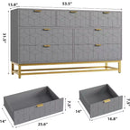 Commode à 7 tiroirs de 136 cm avec pieds en métal, organiseur de rangement moderne pour chambre à coucher, salon, entrée