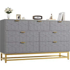Commode à 7 tiroirs de 136 cm avec pieds en métal, organiseur de rangement moderne pour chambre à coucher, salon, entrée
