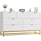 Commode à 7 tiroirs de 136 cm avec pieds en métal, organiseur de rangement moderne pour chambre à coucher, salon, entrée