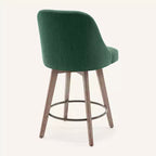 Lot de 4 tabourets de bar pivotants Bekrvio de 66 cm avec dossiers et pieds en bois, tabourets de bar rembourrés en tissu lin/cuir PU pour îlot de cuisine