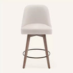 Lot de 4 tabourets de bar pivotants Bekrvio de 66 cm avec dossiers et pieds en bois, tabourets de bar rembourrés en tissu lin/cuir PU pour îlot de cuisine