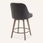 Lot de 4 tabourets de bar pivotants Bekrvio de 66 cm avec dossiers et pieds en bois, tabourets de bar rembourrés en tissu lin/cuir PU pour îlot de cuisine