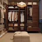 Armoire-penderie en bois de 72 po avec tringle de suspension, armoire haute autoportante avec 18 tablettes réglables