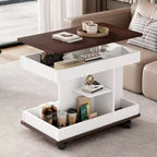Table d'appoint Bestier avec roulettes, Table d'appoint moderne relevable avec plateau rotatif à 360°, Table de canapé avec espace de rangement pour salon, chambre