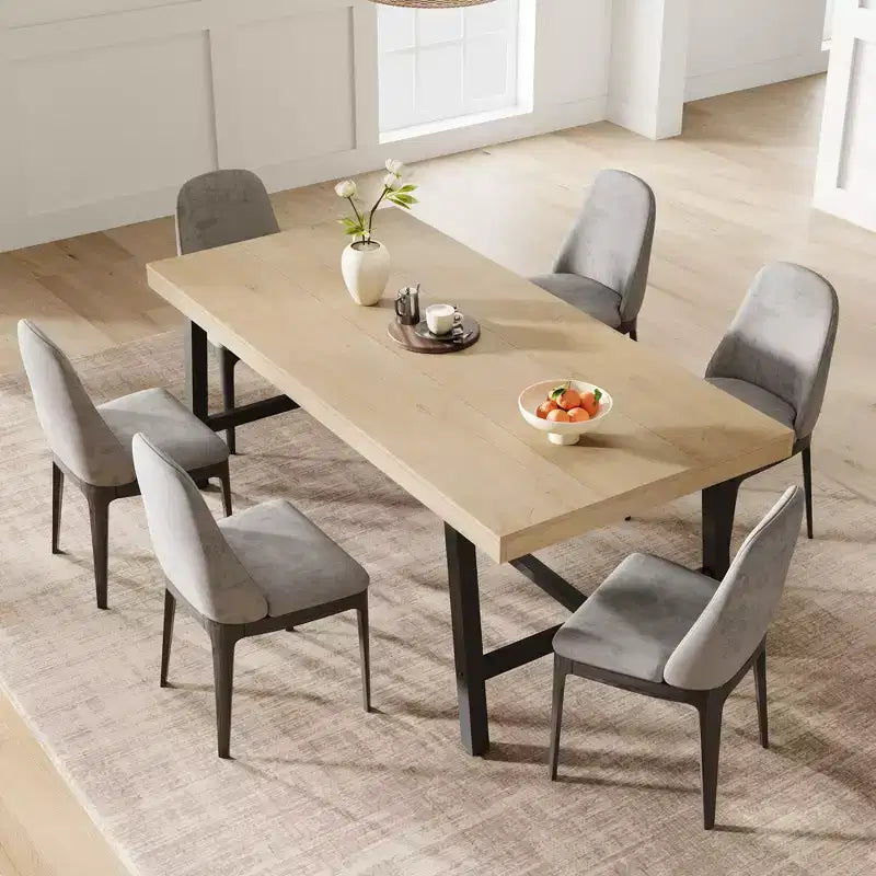 71 Table de salle à manger pour 6 à 10 personnes, table de cuisine rectangulaire de style ferme moderne, avec pieds réglables et cadre en métal robuste, pour salle à manger, salon, sans chaise