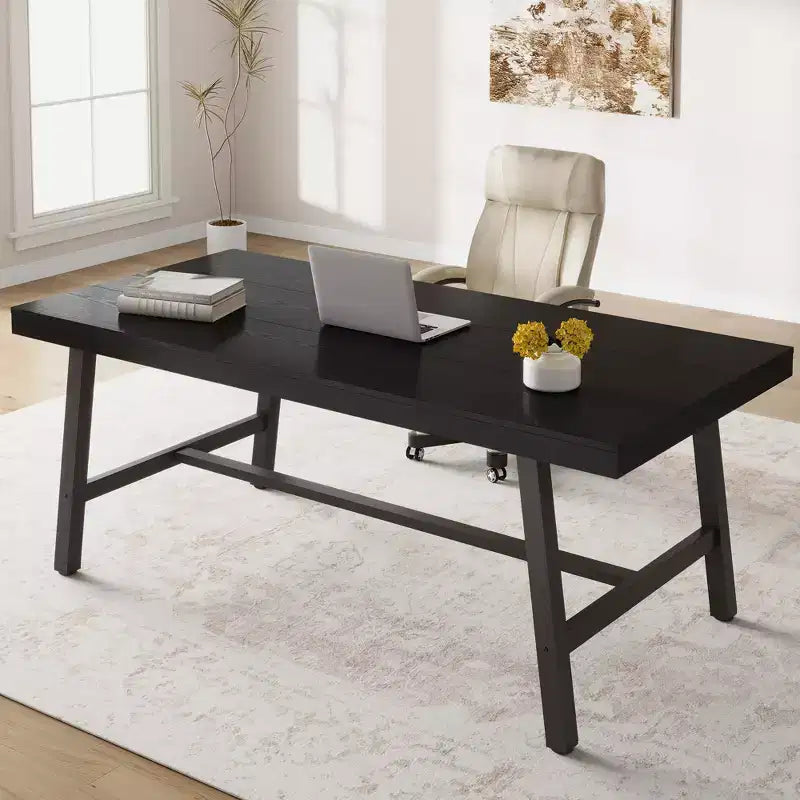71 Table de salle à manger pour 6 à 10 personnes, table de cuisine rectangulaire de style ferme moderne, avec pieds réglables et cadre en métal robuste, pour salle à manger, salon, sans chaise