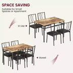 Table et chaises de cuisine, Ensemble de table à manger pour 4 avec chaises, Table à manger rectangulaire en métal et bois pour petits espaces, Appartement