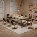 Table de salle à manger pour 6-8 personnes, table de cuisine robuste de 180 cm, table de salle à manger rectangulaire de style ferme avec pieds métalliques solides, pour grande famille, appartement, coin repas