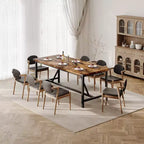 Table de salle à manger pour 6-8 personnes, table de cuisine robuste de 180 cm, table de salle à manger rectangulaire de style ferme avec pieds métalliques solides, pour grande famille, appartement, coin repas