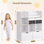 COZONY 47 Organisateur de Rangement de Jouets avec Tiroirs, Étagère à Livres en Bois et Bibliothèque à Casiers pour Enfants, Coffre à Jouets pour Salle de Jeux, Chambre de Bébé, Chambre d'Enfant, Blanc