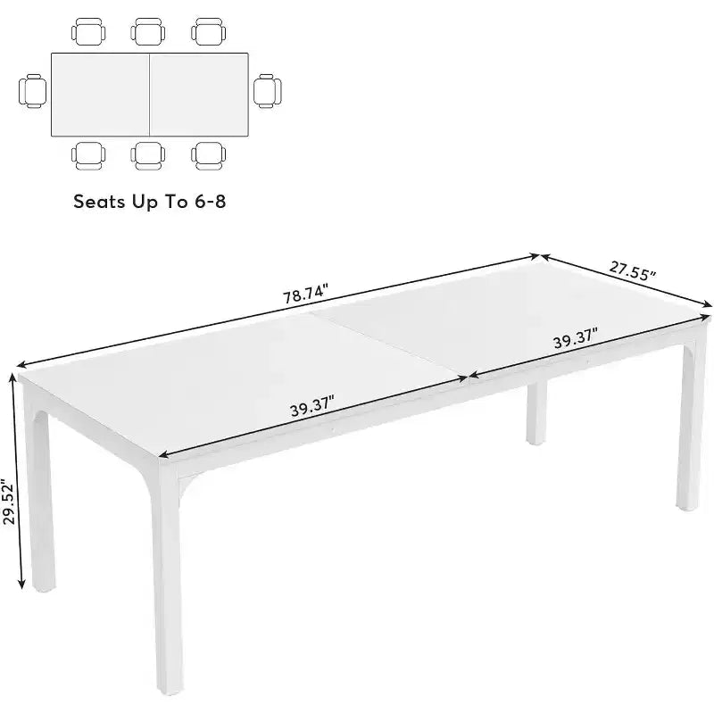 Grande table de collaboration rectangulaire en bois Okak Farmhouse, longue table de salle à manger moderne pour salle à manger, coin petit-déjeuner