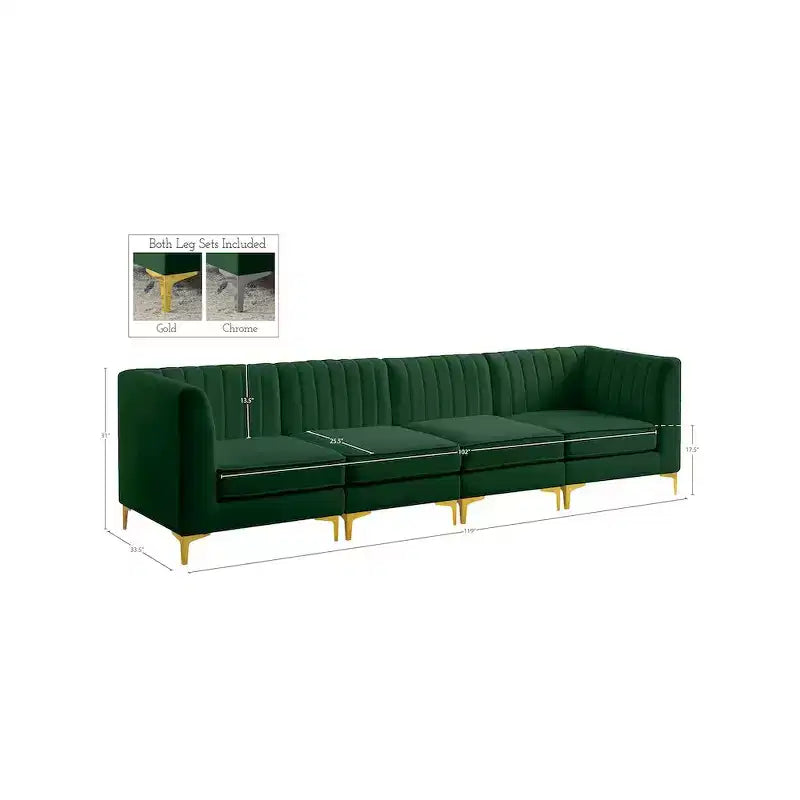 Meridian Furniture, Canapé modulable en velours Alina
