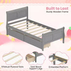 Cadre de lit double Costway avec 2 tiroirs de rangement Lit plateforme en bois avec tête de lit Beige/Blanc