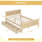 Cadre de lit double Costway avec 2 tiroirs de rangement Lit plateforme en bois avec tête de lit Beige/Blanc