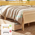 Cadre de lit double Costway avec 2 tiroirs de rangement Lit plateforme en bois avec tête de lit Beige/Blanc