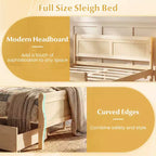 Cadre de lit double Costway avec 2 tiroirs de rangement Lit plateforme en bois avec tête de lit Beige/Blanc