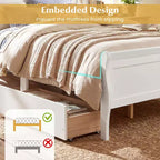 Cadre de lit double Costway avec 2 tiroirs de rangement Lit plateforme en bois avec tête de lit Beige/Blanc
