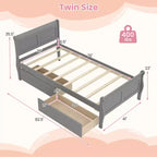 Cadre de lit double Costway avec 2 tiroirs de rangement Lit plateforme en bois avec tête de lit Beige/Blanc
