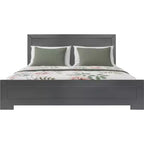 Cadre de lit Queen en bois avec panneaux incrustés gris HomeRoots