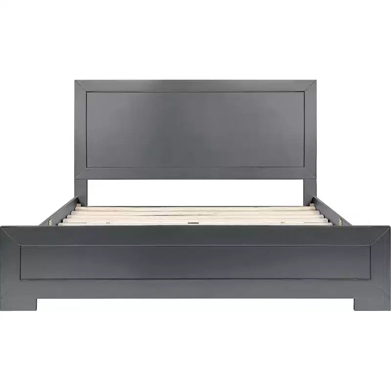 Cadre de lit Queen en bois avec panneaux incrustés gris HomeRoots
