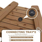 Ensemble de 2 chaises Adirondack avec plateau de connexion, chaises de balcon Adirondack hauteur bar pour terrasse, jardin, chaises Adirondack hautes, bois naturel