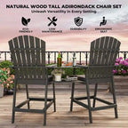 Ensemble de 2 chaises Adirondack avec plateau de connexion, chaises de balcon Adirondack hauteur bar pour terrasse, jardin, chaises Adirondack hautes, bois naturel