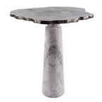 HomeRoots 22 Silver and White Aluminum and Marble Pedestal End Table