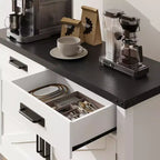 Table d'entrée de ferme avec armoire à 2 portes et 2 tiroirs, console en bois avec rangement, meuble bar à café, buffet pour la maison