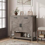 Table d'entrée de ferme avec armoire à 2 portes et 2 tiroirs, console en bois avec rangement, meuble bar à café, buffet pour la maison