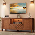 TV Stands for 65 Inch Tv, Entertainment Center with Led Lights,TV Console Table with 2 Storage and 1 Drawer, Retro V-Shaped TV Table for Living Room