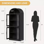 Coolmee Étagère arche avec portes, étagères de rangement rustiques, bibliothèque arrondie en bois de 181 cm de haut pour salon, cuisine, bureau