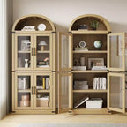 Coolmee Étagère arche avec portes, étagères de rangement rustiques, bibliothèque arrondie en bois de 181 cm de haut pour salon, cuisine, bureau
