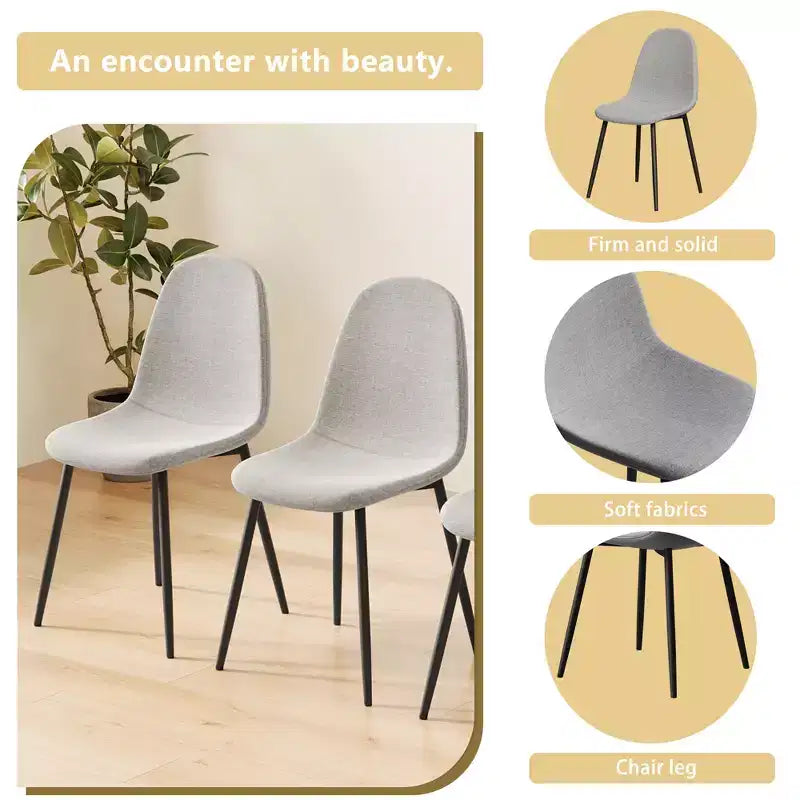 Chaises de salle à manger modernes en lin GDFStudio Selia (lot de 4)