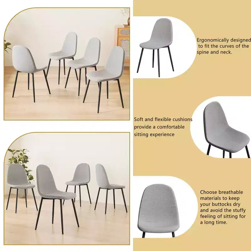 Chaises de salle à manger modernes en lin GDFStudio Selia (lot de 4)