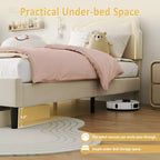 Cadre de lit double en velours COZONY avec tête de lit réglable, lit plateforme de princesse avec lattes en bois, aucun sommier tapissier requis