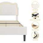 Cadre de lit double en velours COZONY avec tête de lit réglable, lit plateforme de princesse avec lattes en bois, aucun sommier tapissier requis