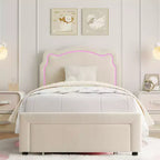 Cadre de lit double en velours COZONY avec tête de lit réglable, lit plateforme de princesse avec lattes en bois, aucun sommier tapissier requis